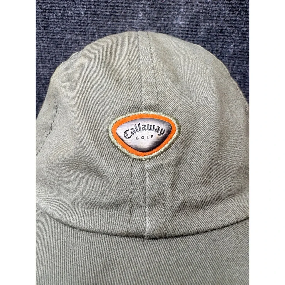 Callaway Golf Hat Mens Adjustable Olive Green Orange Cotton Twill Baseball Cap